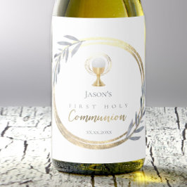 Blåfenad faux-folie, första Heligan guld Vinflaska Etikett