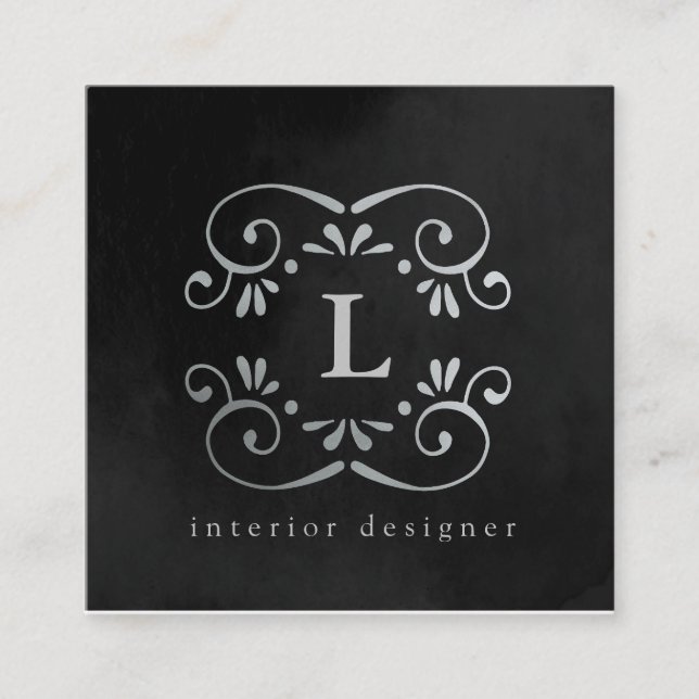 Blåfenad fenad silver-fenad fenad (i silke), i mon fyrkantigt visitkort (Framsida)