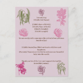Blåfenad födelsevarning för Eucalyptus Girl Birth Meddelande Vykort
