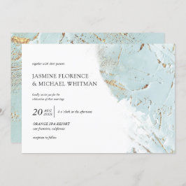 Blåfenad inbjudan till bröllop i guld