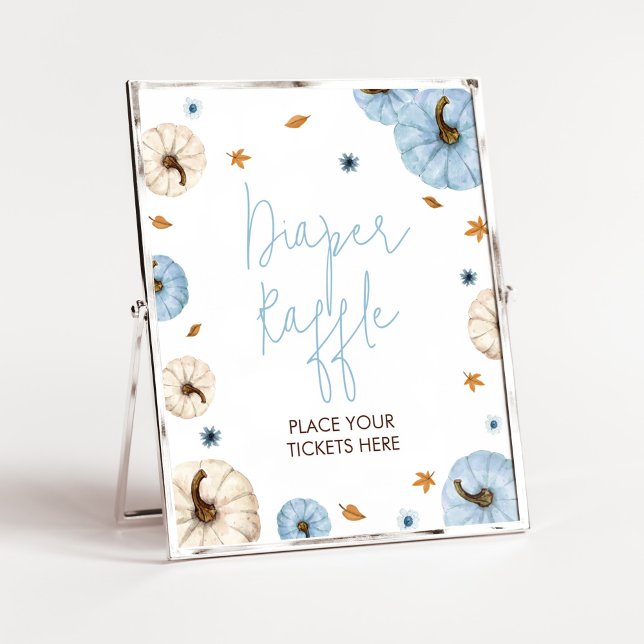 Blåfenad knumpkin Baby Shower Diaper Raffle Poster (Boy A Little Pumpkin Baby Shower Diaper Raffle Sign)