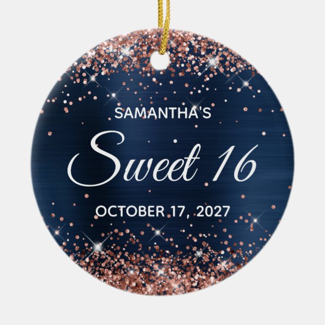 Blåfenad sötsak för ro i Glitter vid Guld 16 födel Julgransprydnad Keramik (Framsidan)