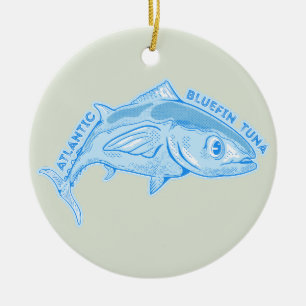 Blåfenad tonfisk julgransprydnad keramik