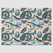 Blåfenor Fåglar och fjäril Decoupage