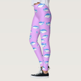 Blåfisk i lilax leggings