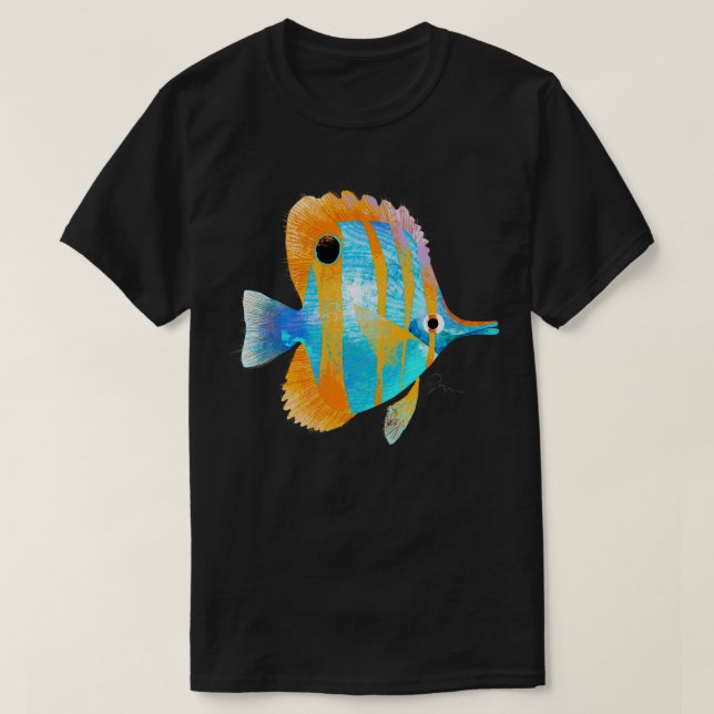 Blåfisk och Orange Tropiska fiskar T Shirt (Design framsida)