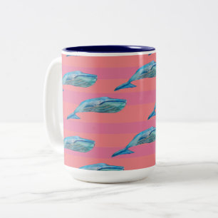 Blåfisk och Rosa Valéfisk Art 2-tonkaffe Mugg