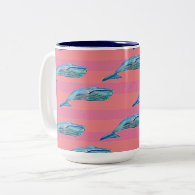 Blåfisk och Rosa Valéfisk Art 2-tonkaffe Mugg (Framsida vänster)