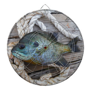 Blåfisk på kaj och rep darttavla