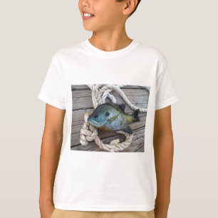 Blåfisk på kaj och rep t-shirt