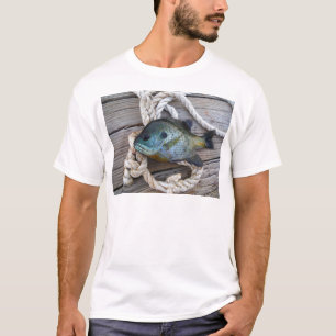 Blåfisk på kaj och rep t shirt