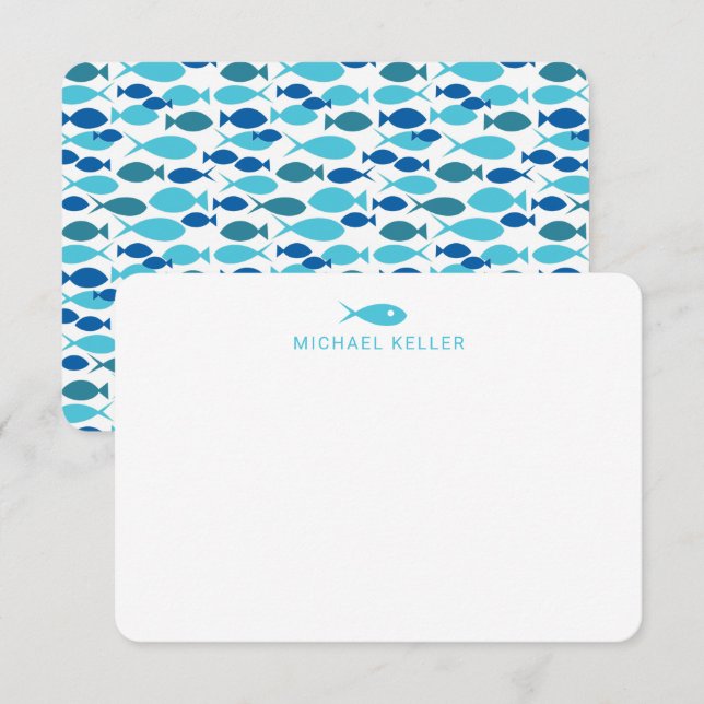 Blåfiskanteckningskort för anpassningsbar tack kort (Fram/baksida)