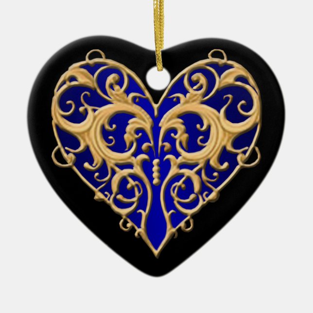 Blåfiskarött Hjärtat Ornament (Framsidan)