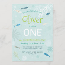 Blåfiskekort Barns födelsedag Party