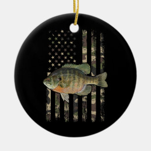 Blåfiskfiske i flagga julgransprydnad keramik