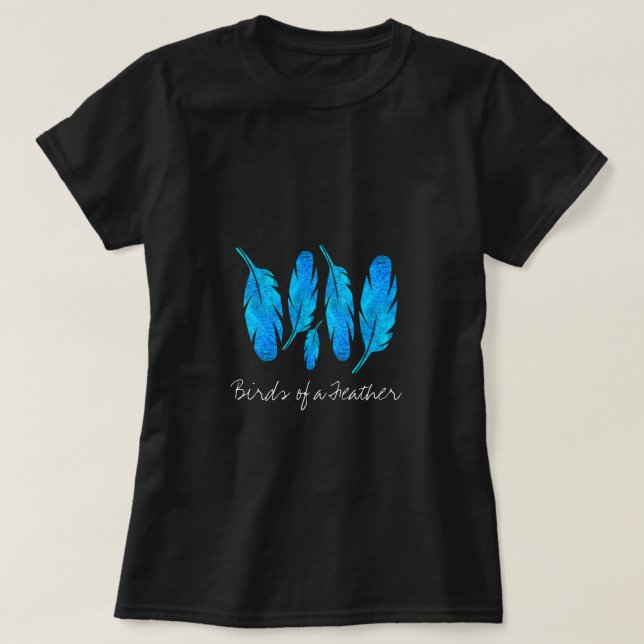 Blåfjädrar, blått och grått t shirt (Design framsida)