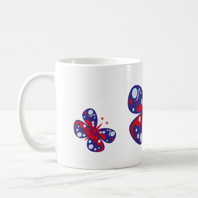 Blåfjäril för Cute-vektor Kaffemugg (Vänster)