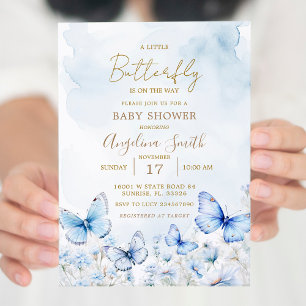 Blåfjäril Garden Baby Shower-inbjudan Inbjudningar