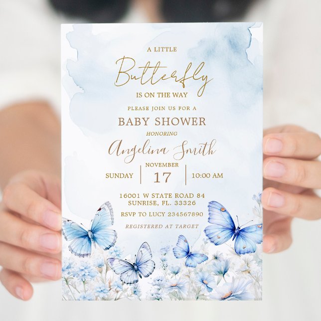 Blåfjäril Garden Baby Shower-inbjudan Inbjudningar (Skapare uppladdad)