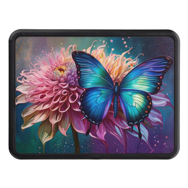 Blåfjäril och Dahlia Dragkroksskydd (Framsidan)