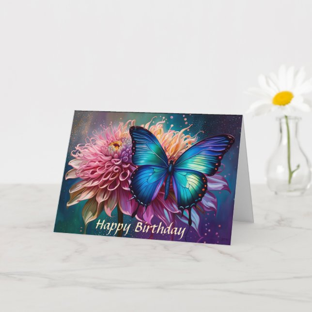 Blåfjäril och Dahlia Kort (Liten växt)