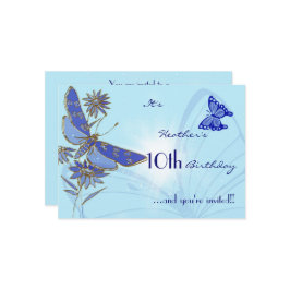 Blåfjärilskort för födelsedagsinbjudningar inbjudningar