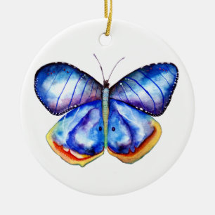Blåfjärilsvattenfärgskonst Ornament