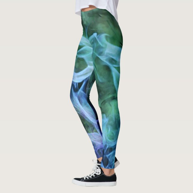 Blåflamma Abstrakt Art Leggings (Vänster)