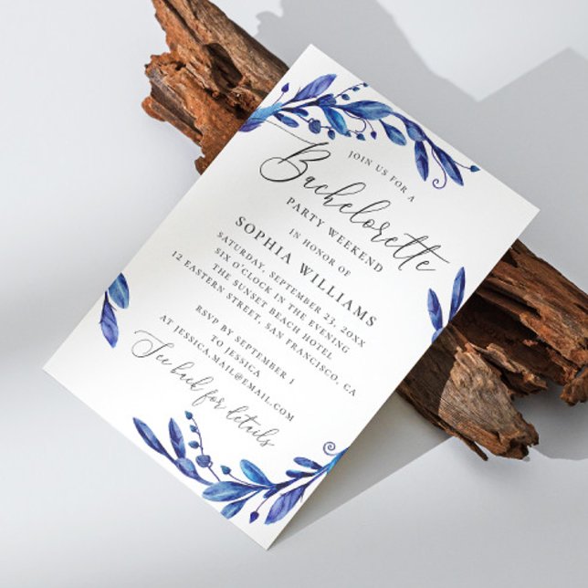 Blåflottans blommigt-skript bachelorette Party hel Inbjudningar (Skapare uppladdad)