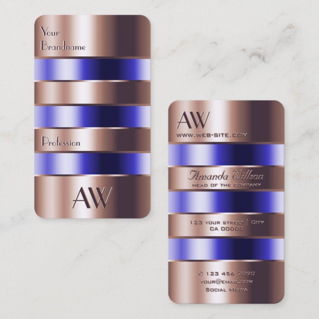 Blåfluider Faux 3D Brev Visitkort (Fram/baksida)