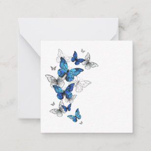 Blåflygande fjärilar Morpho Anteckningskort