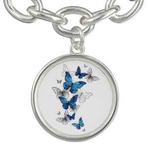 Blåflygande fjärilar Morpho Armband