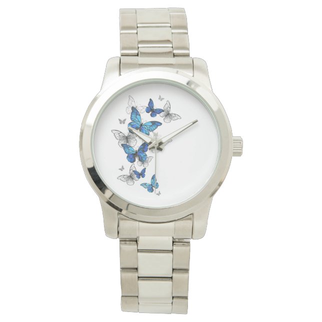 Blåflygande fjärilar Morpho Armbandsur (Framsida)