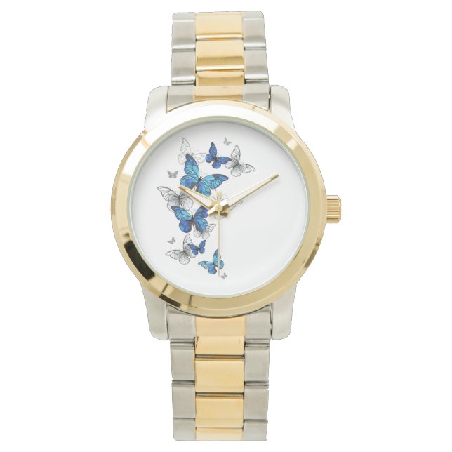 Blåflygande fjärilar Morpho Armbandsur (Framsida)