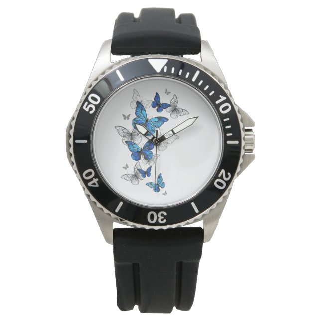 Blåflygande fjärilar Morpho Armbandsur (Framsida)