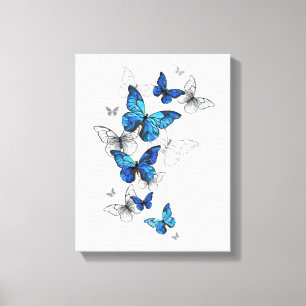 Blåflygande fjärilar Morpho Canvastryck