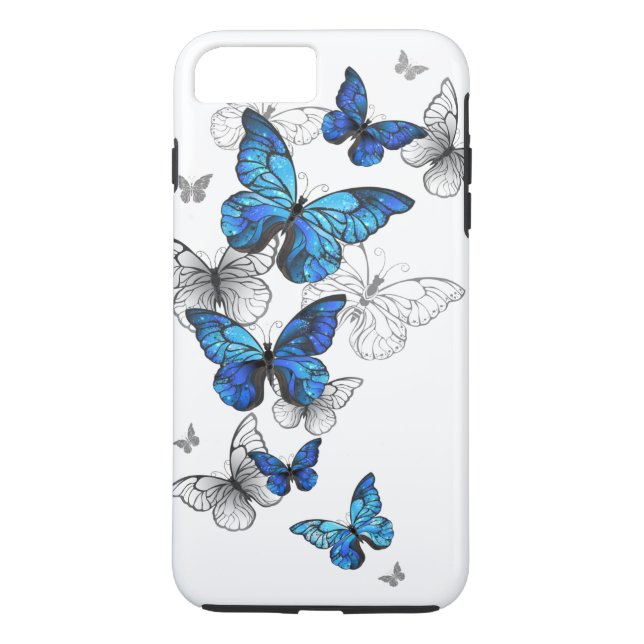 Blåflygande fjärilar Morpho Case-Mate iPhone Skal (Baksida)