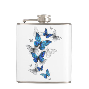 Blåflygande fjärilar Morpho Fickplunta
