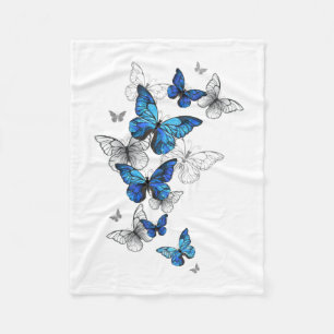 Blåflygande fjärilar Morpho Fleecefilt
