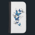 Blåflygande fjärilar Morpho Galaxy S4 Plånbok<br><div class="desc">Flygande blå Butterflies morpho och vita fjärilar på en ljus abstrakt bakgrund. Morpho. Design med blå fjärilar morfin.</div>