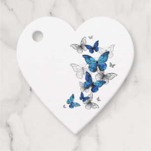 Blåflygande fjärilar Morpho Gåvor Etiketter