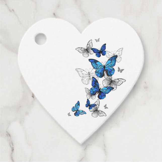 Blåflygande fjärilar Morpho Gåvor Etiketter (Framsida)