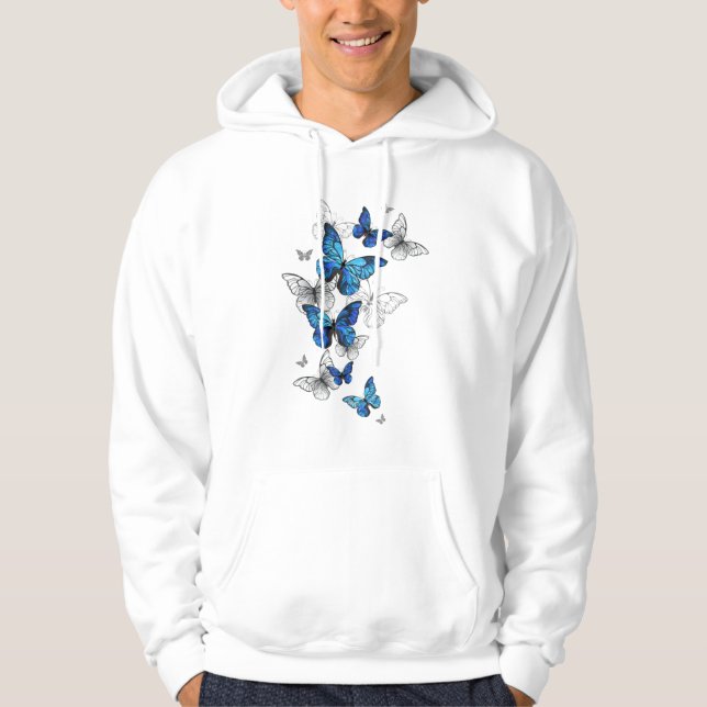 Blåflygande fjärilar Morpho Hoodie (Framsida)