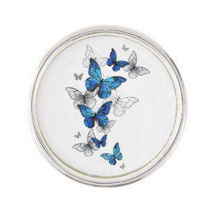 Blåflygande fjärilar Morpho Kavajnål