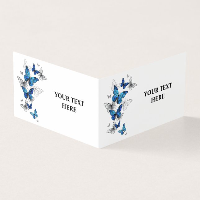 Blåflygande fjärilar Morpho Kort (Utsida)