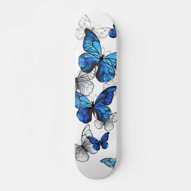 Blåflygande fjärilar Morpho Mini Skateboard Bräda 18,5 Cm (Framsida)
