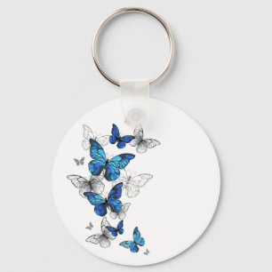 Blåflygande fjärilar Morpho Nyckelring