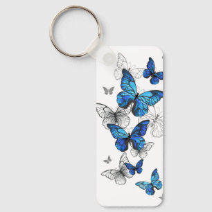 Blåflygande fjärilar Morpho Nyckelring