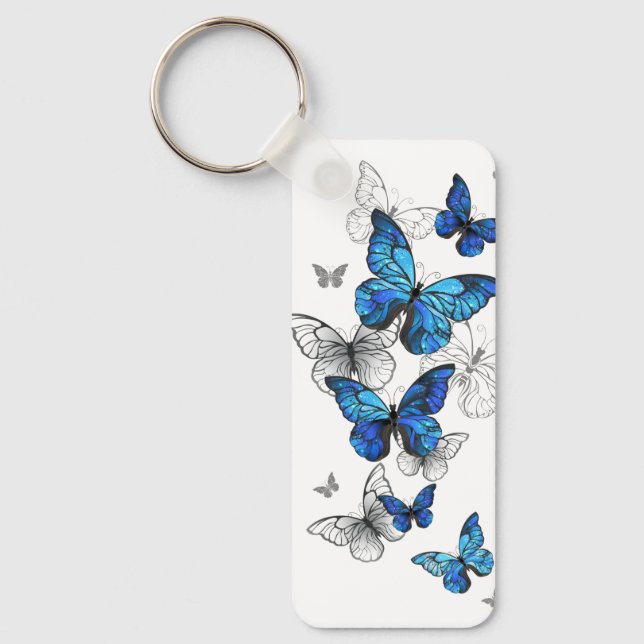 Blåflygande fjärilar Morpho Nyckelring (Framsida)
