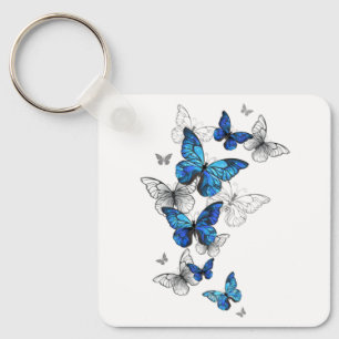 Blåflygande fjärilar Morpho Nyckelring